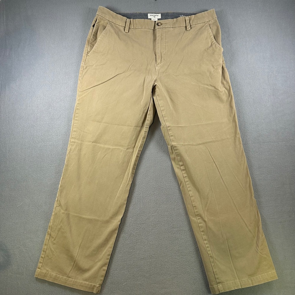 Dockers Mens Classic Fit Khaki Chino Pants Tan Stretch 38x32 39983-0001